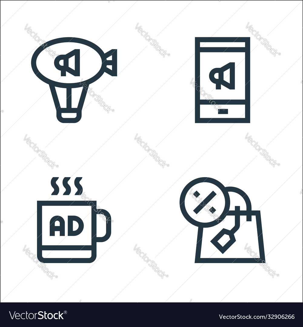 Advertisement line icons linear set quality
