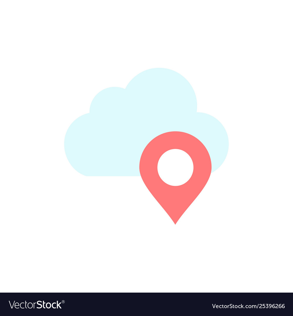 Cloud map pin marker flat color icon banner