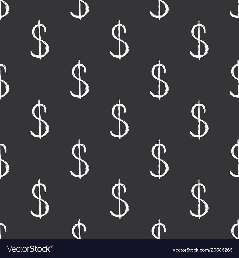 Dollar sign icon brush lettering seamless pattern Vector Image