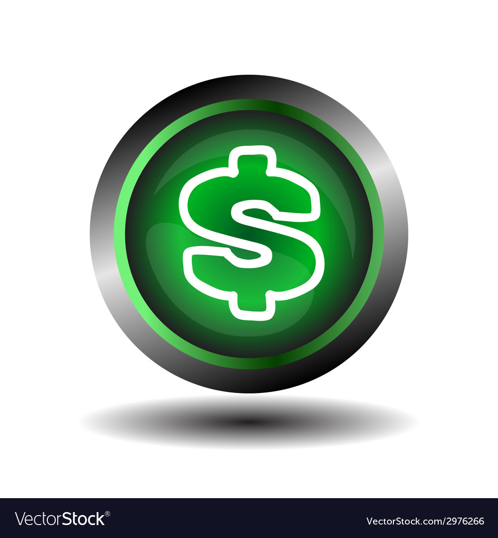 Green glossy dollar sign button