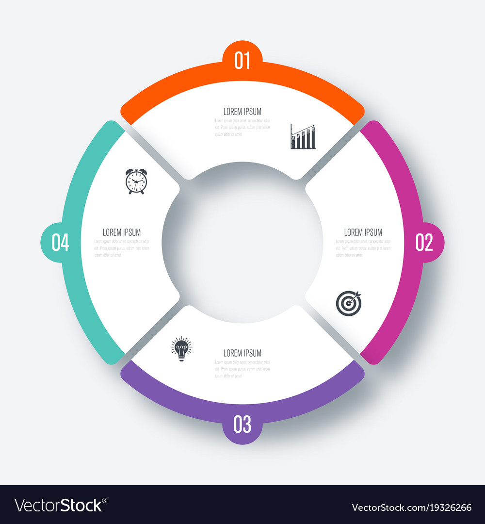 Infographics template 4 options with circle Vector Image