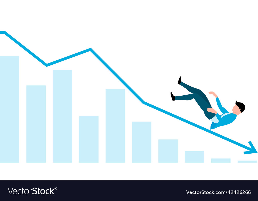 Man falling from graph business character Vector Image Man falling from graph business character