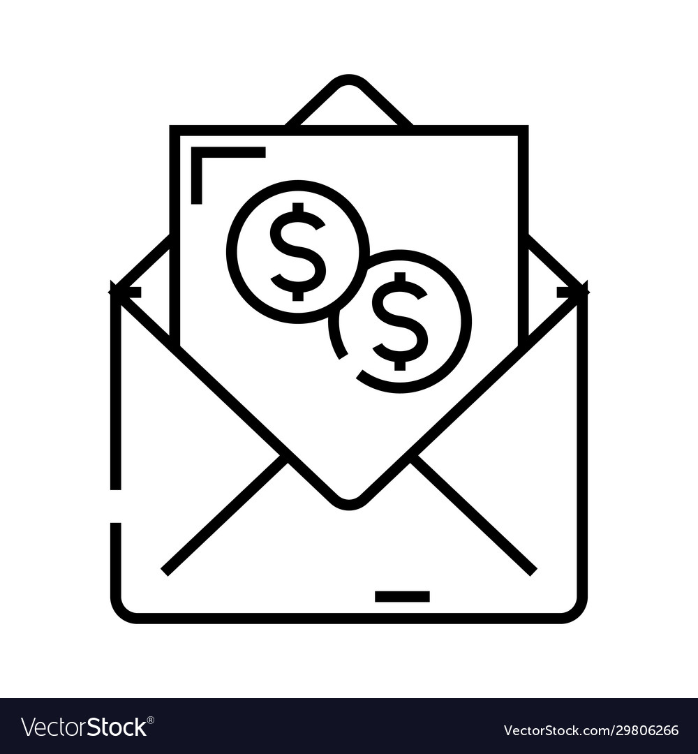 Money receipt line icon concept sign outline