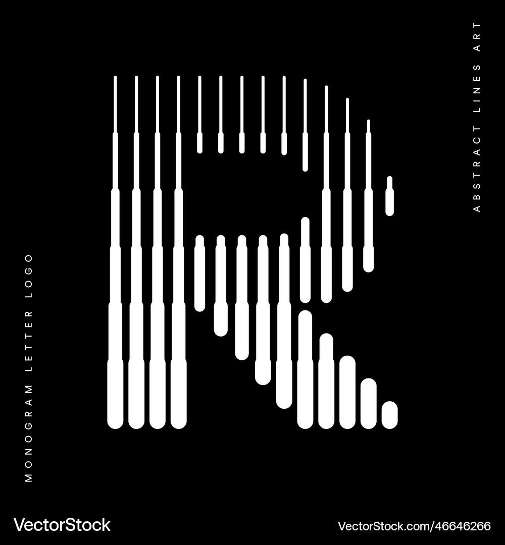 Monogram logo letter r lines abstract modern art Vector Image