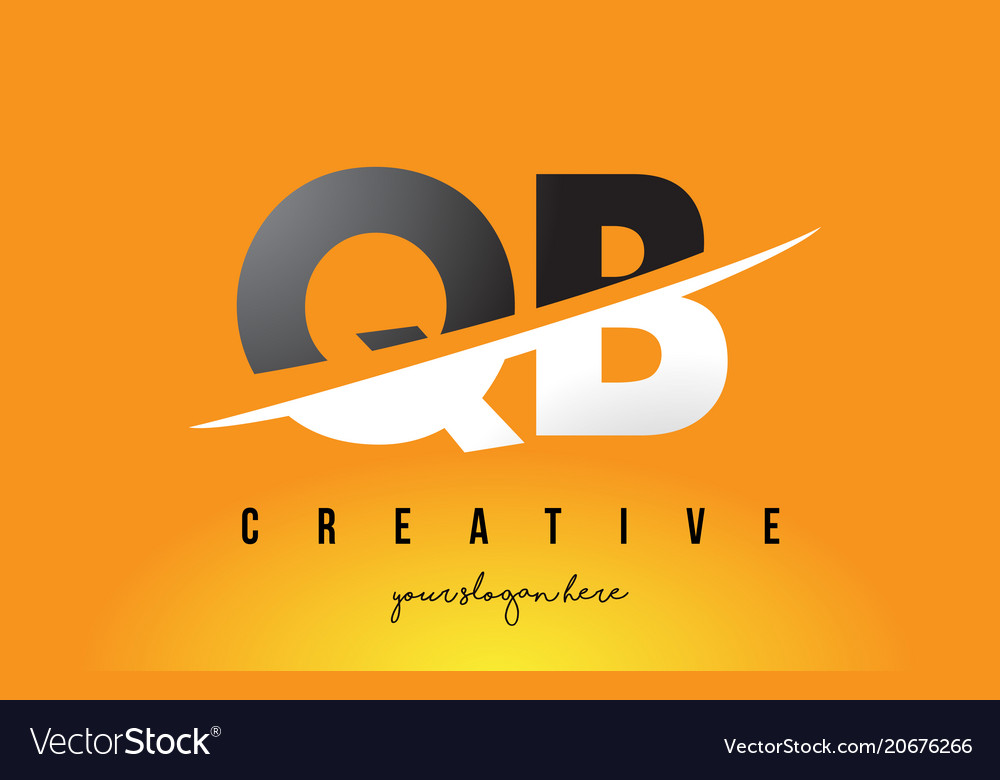 Qb q b letter modern logo design with yellow