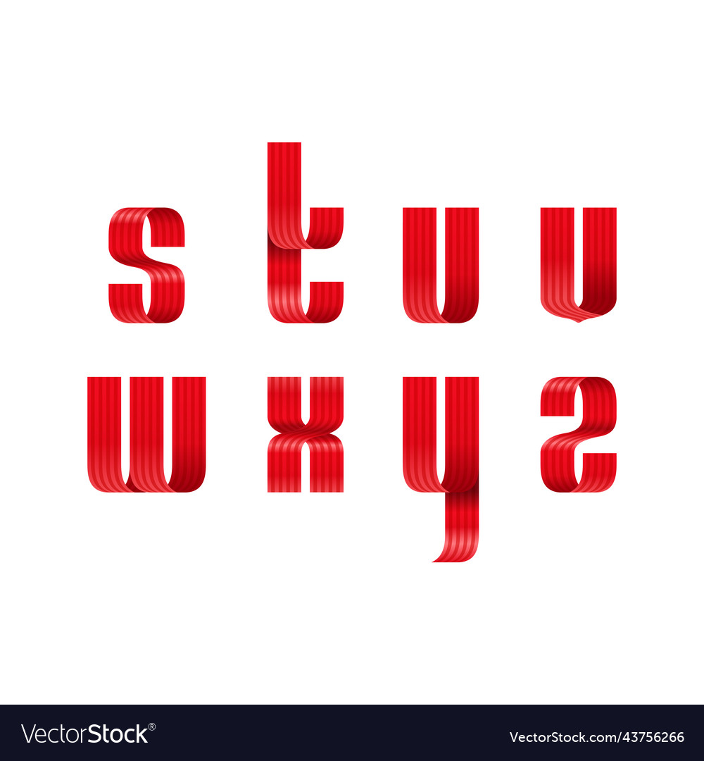 S t u v w x y z lowercase letters font from a red Vector Image S t u v w x y z lowercase letters font from a red
