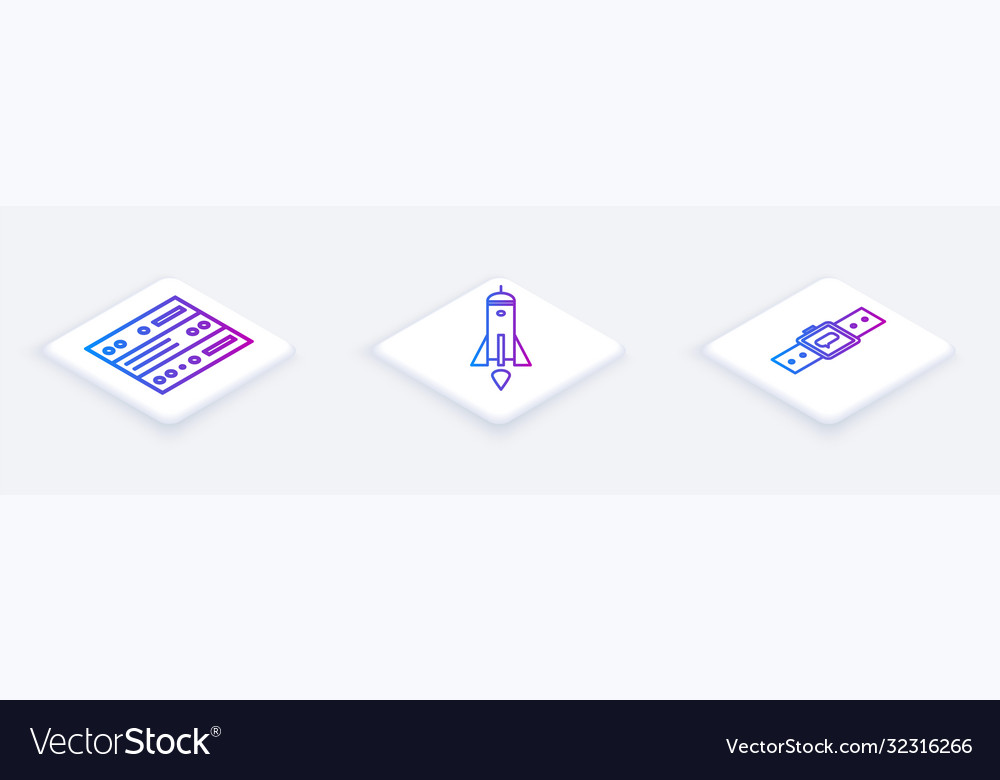 Set isometric line server data web hosting vector image Set isometric line server data web hosting