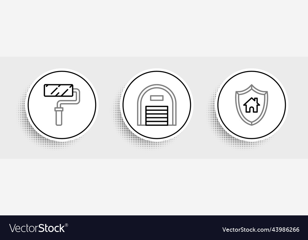 Set line house with shield paint roller brush