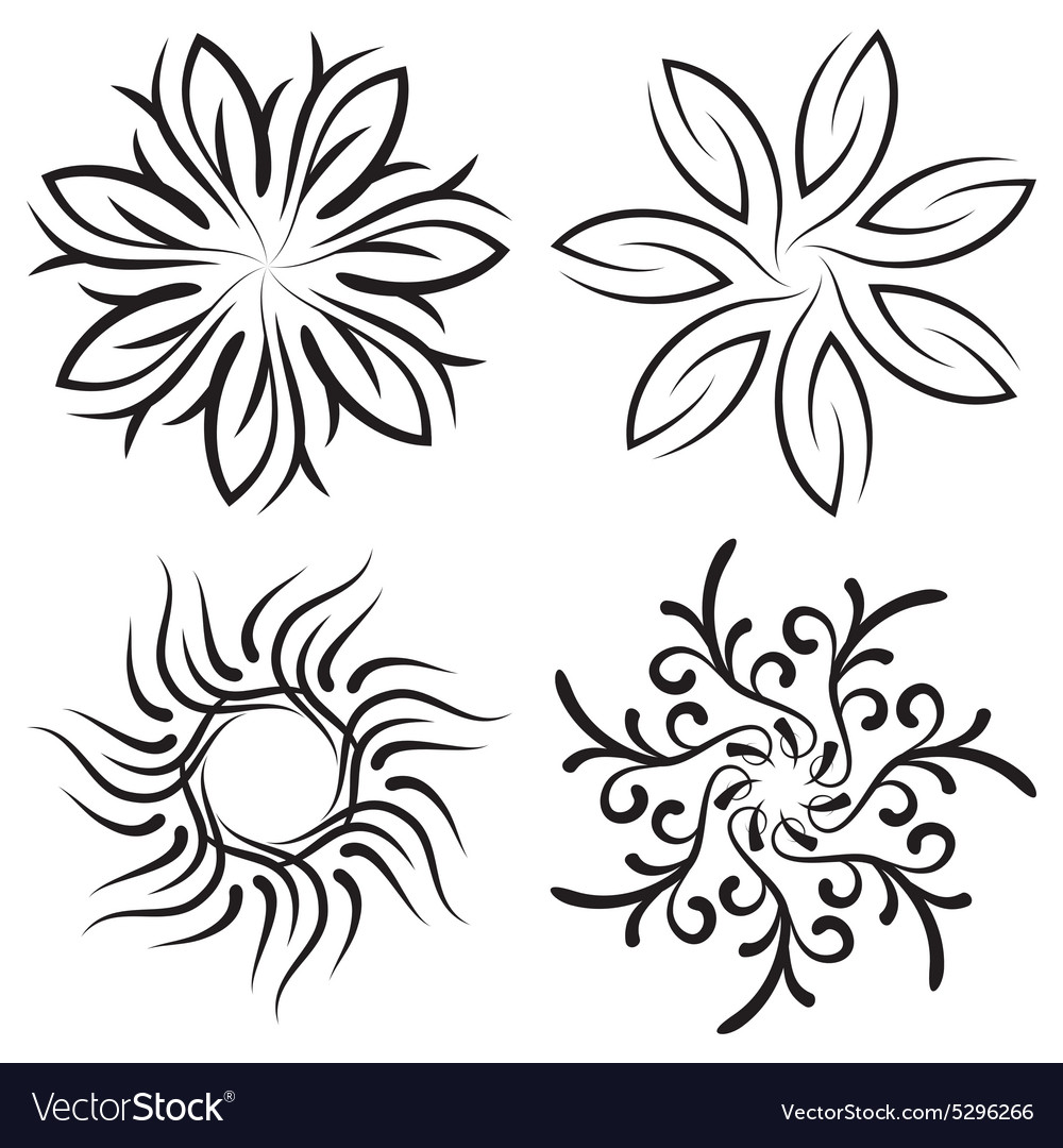 Set of symmetrical patterns snowflakes or flowers