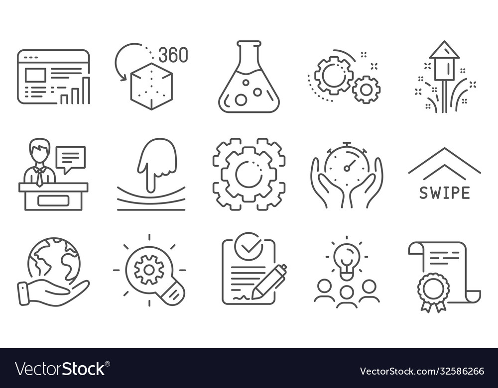 Set science icons such as timer cogwheel Vector Image Set science icons such as timer cogwheel