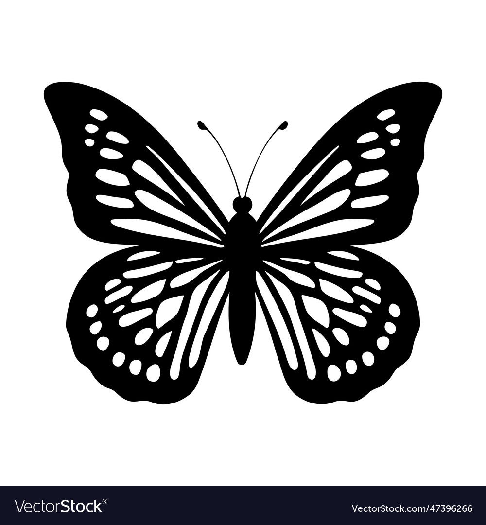 Silhouette of butterfly monochrome Royalty Free Vector Image