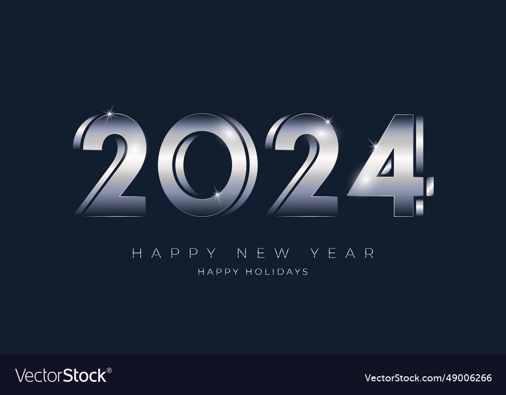 Silver 2024 new year numbers typography Royalty Free Vector