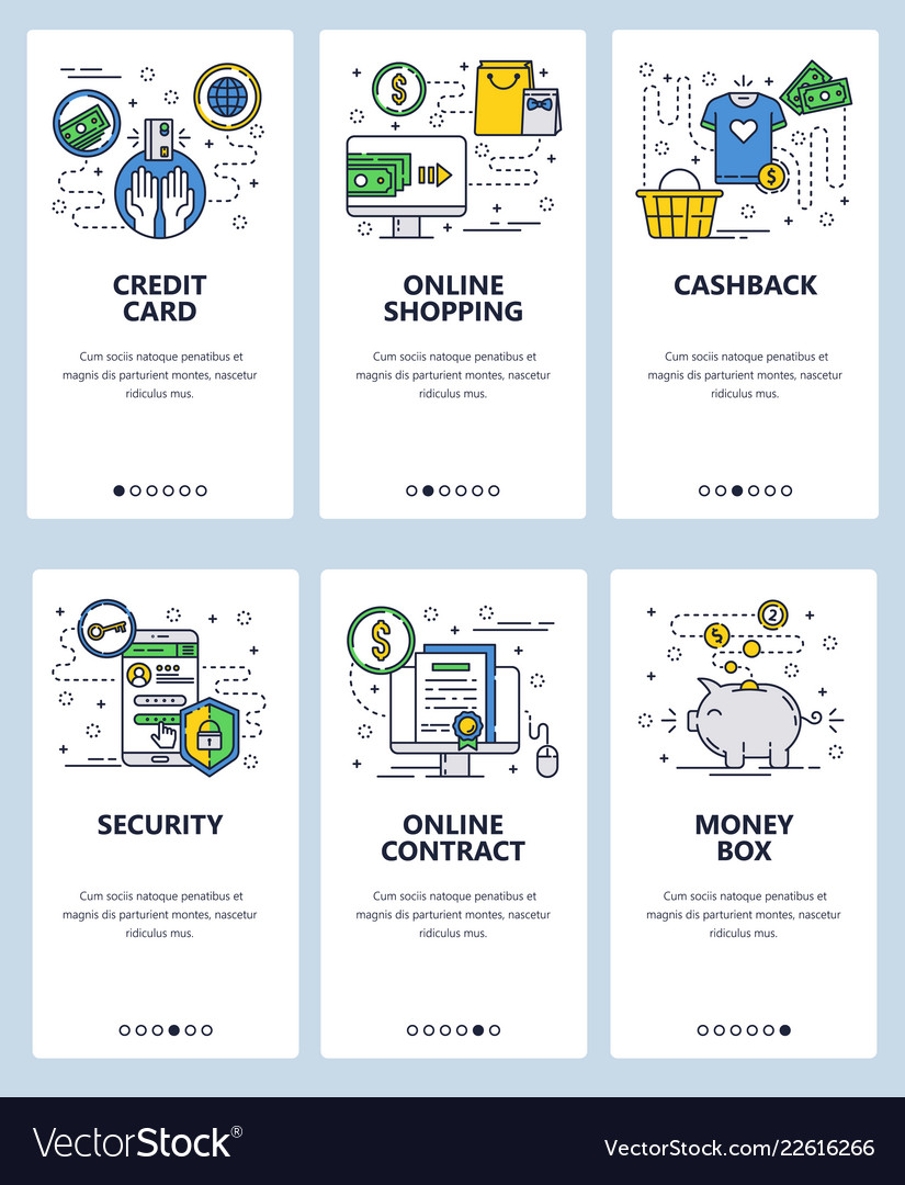 Web site linear art onboarding screens