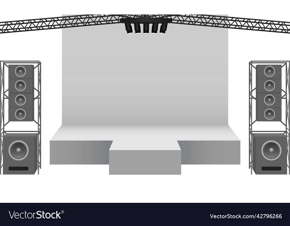 White stage and speaker with spotlight on the trus