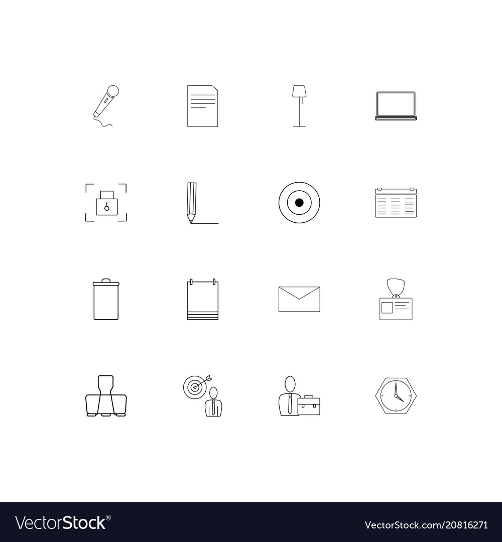 Business and office linear thin icons set