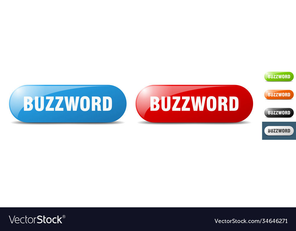 Buzzword button key sign push set