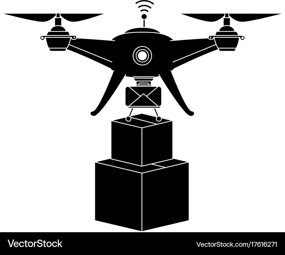 Drone flying technology with boxes Royalty Free Vector Image