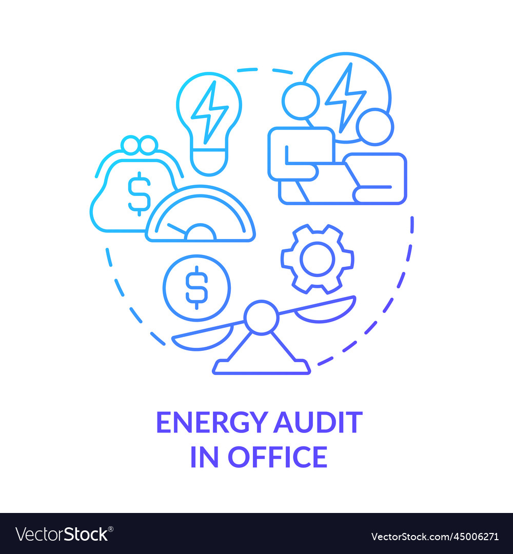 Energy audit in office blue gradient concept icon