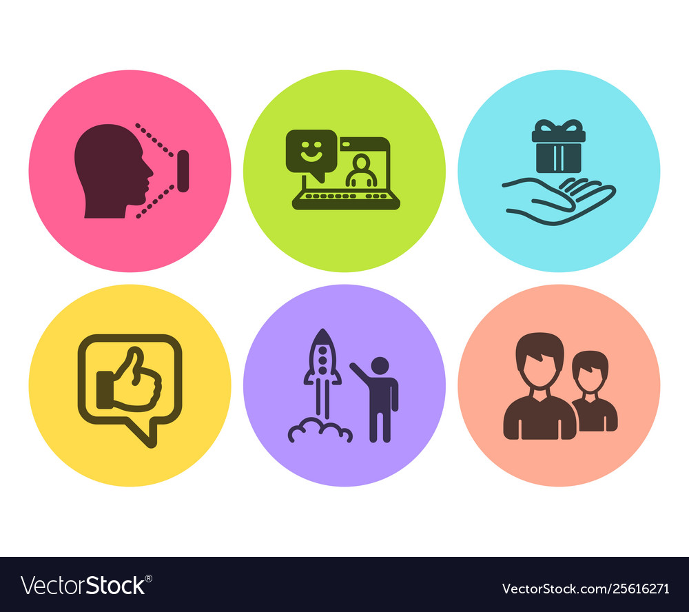 Face id like and loyalty program icons set Vector Image Face id like and loyalty program icons set