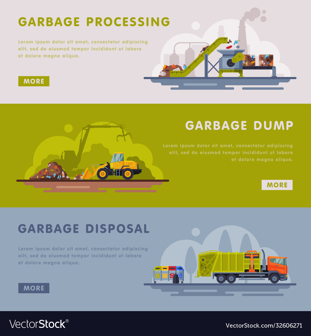 Garbage processing dump disposal landing page vector image Garbage processing dump disposal landing page