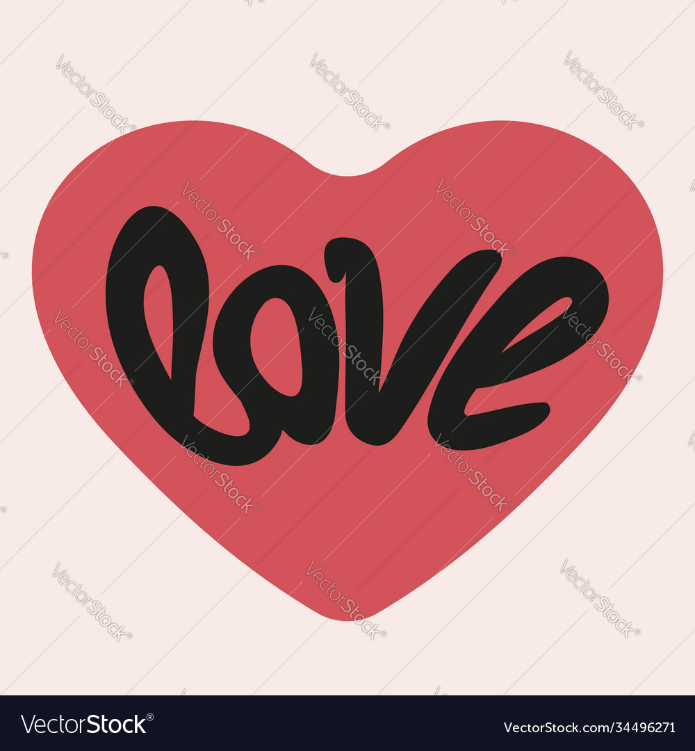 Handdrawn with brush painted word love in shape Vector Image