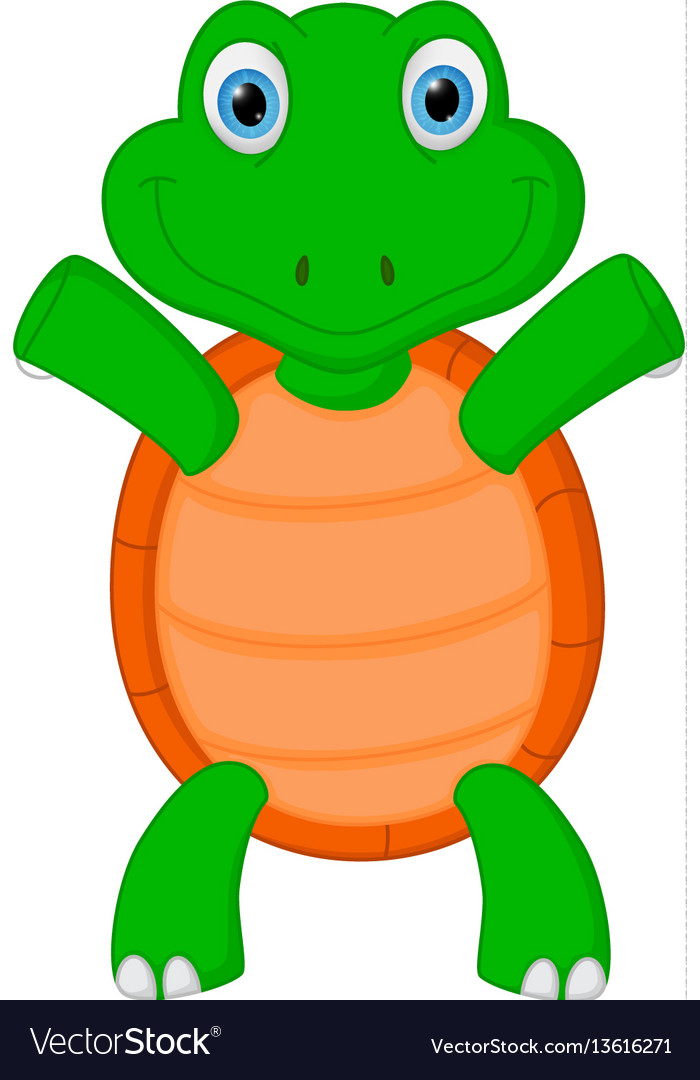 Happy green turtle cartoon Royalty Free Vector Image