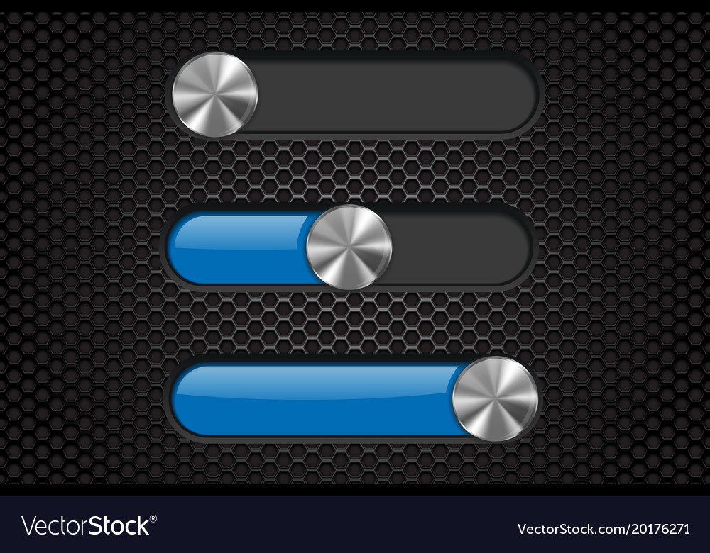Interface slider bar blue bar on dark perforated Vector Image