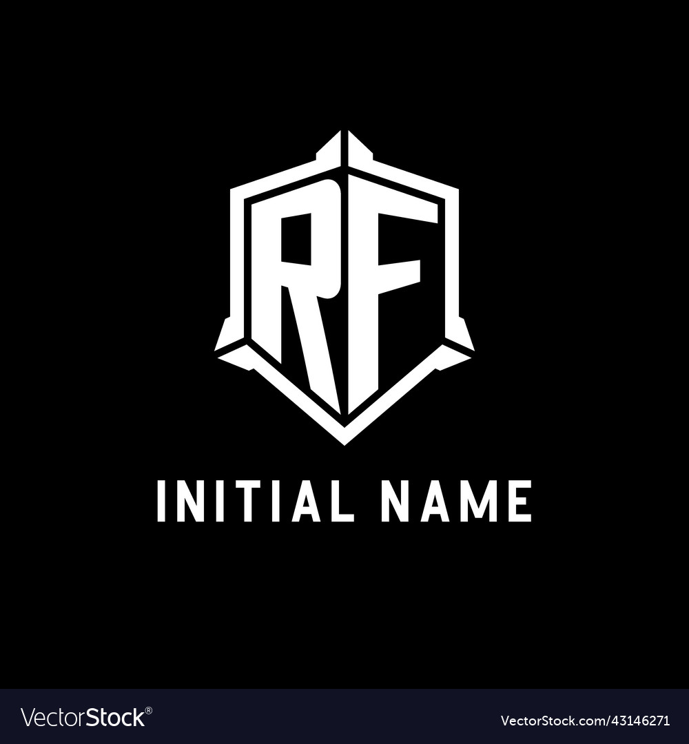 Rf logo initial with shield shape design style