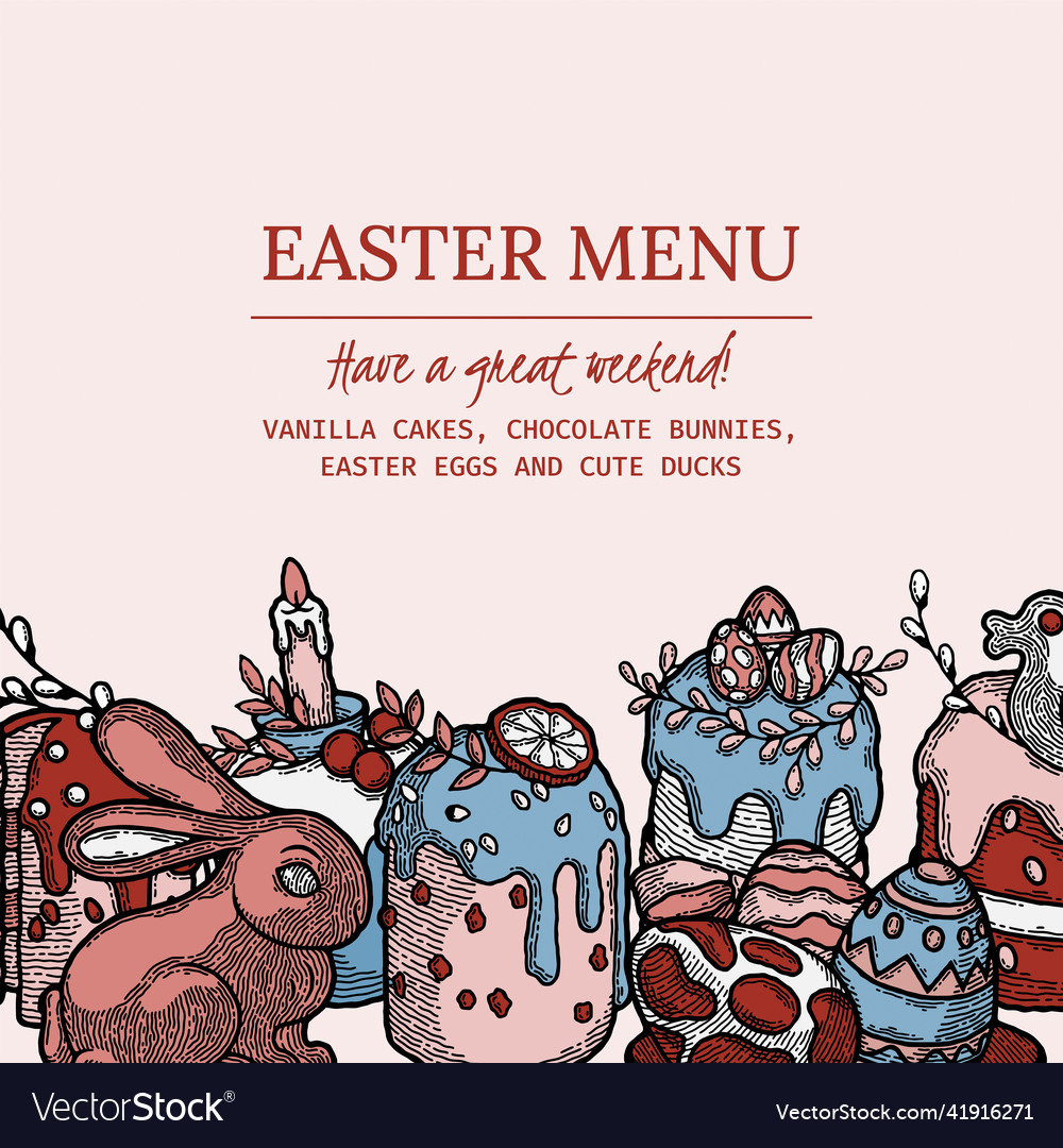 Rustic easter menu as image with russian