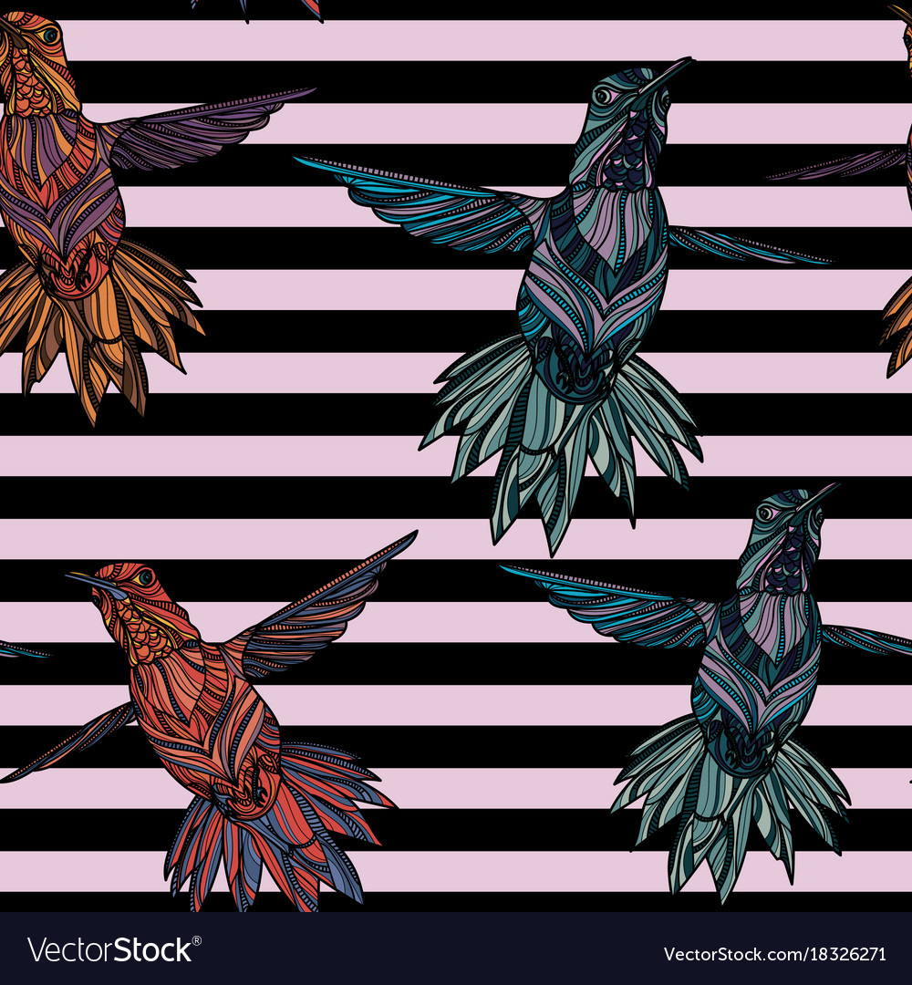 Seamless pattern with hummingbird