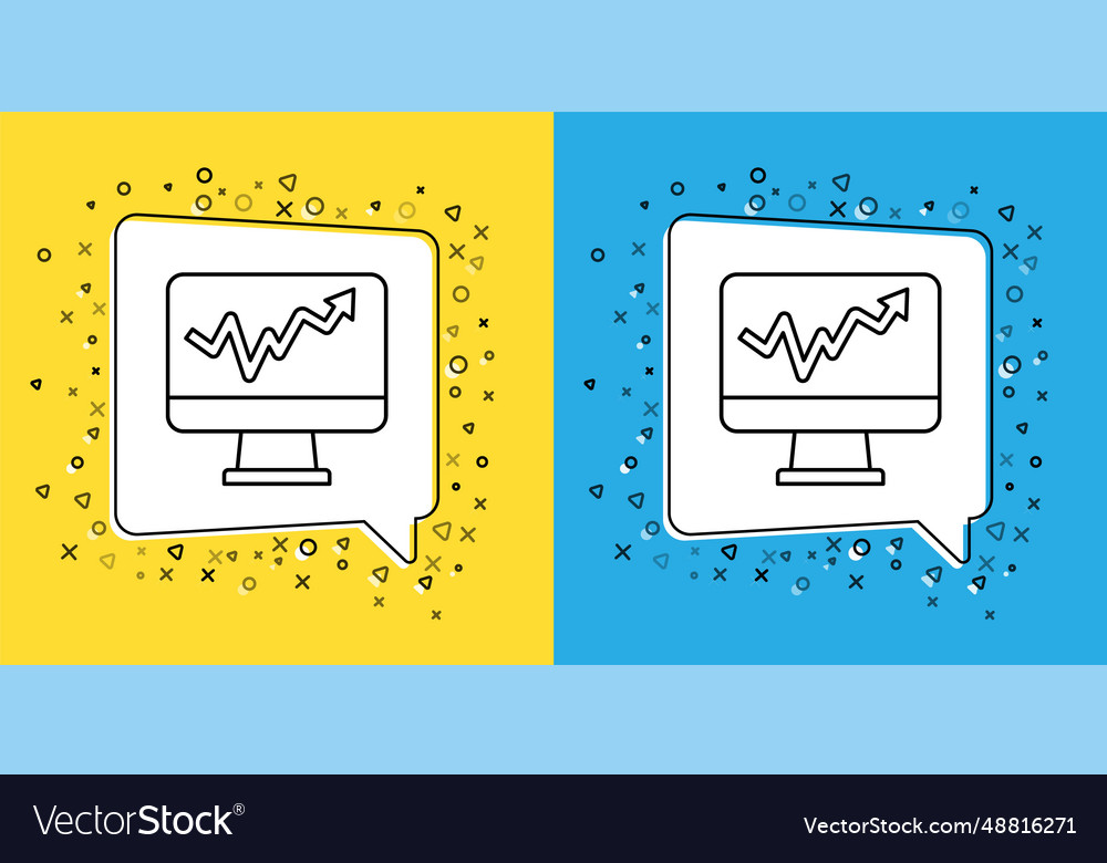 Zeilen-Computermonitor mit Diagramm-Diagramm-Symbol einstellen vector image Zeilen-Computermonitor mit Diagramm-Diagramm-Symbol einstellen