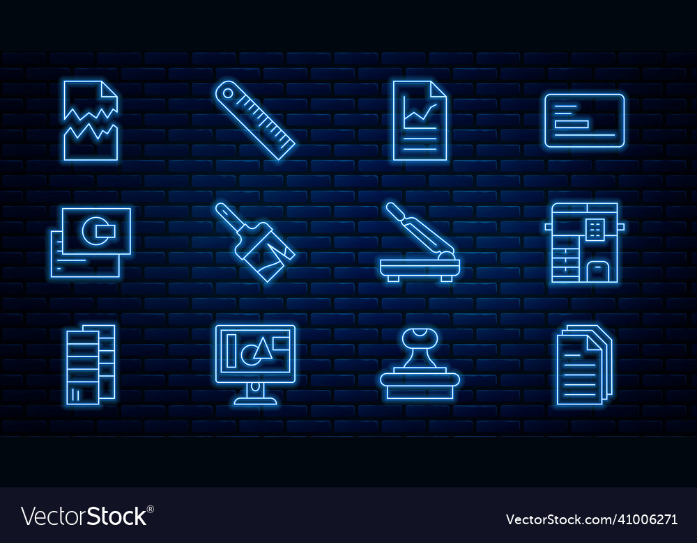 Set line file document copy machine Vector Image Set line file document copy machine