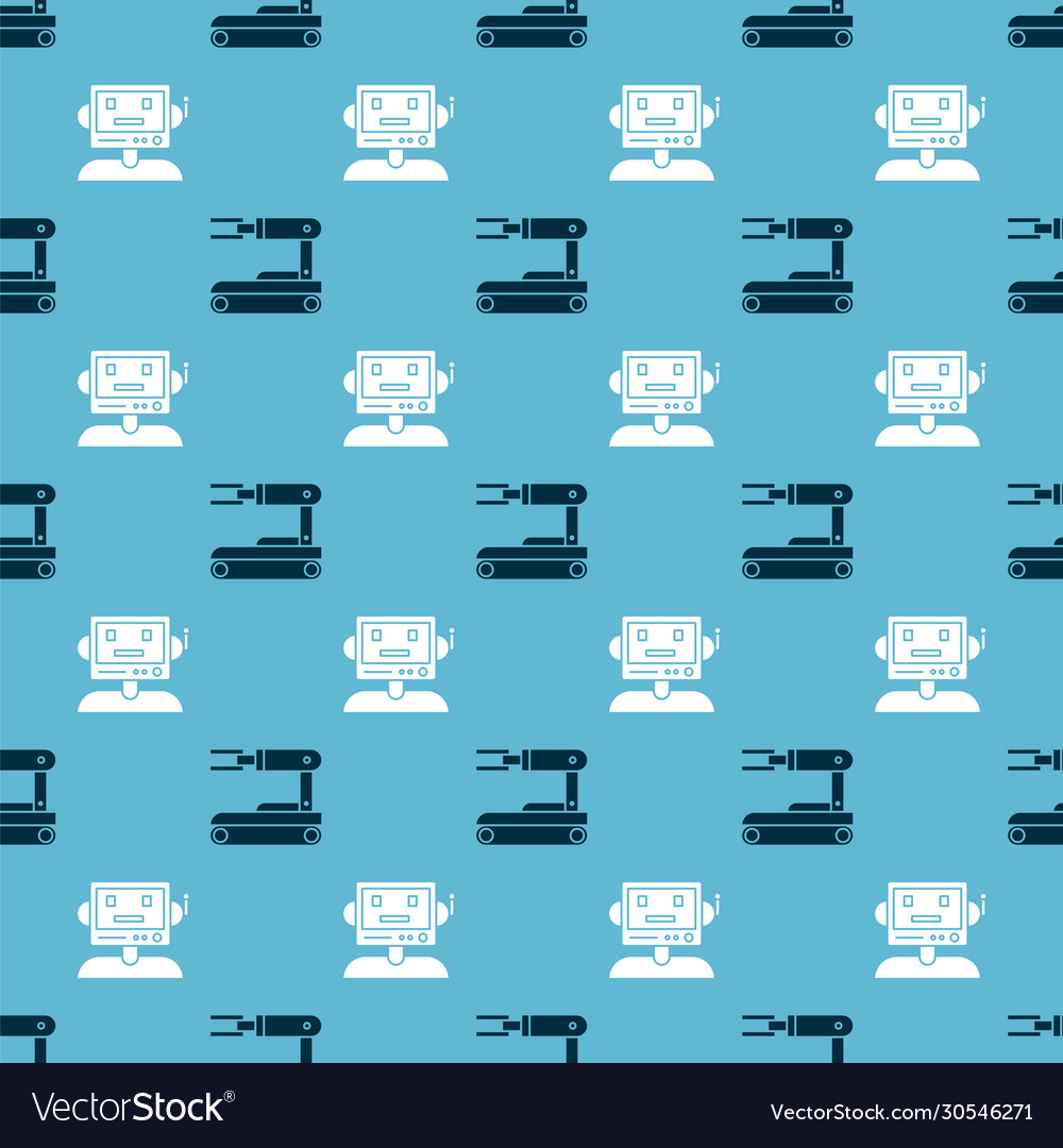 Set robot and on seamless pattern vector image Set robot and on seamless pattern
