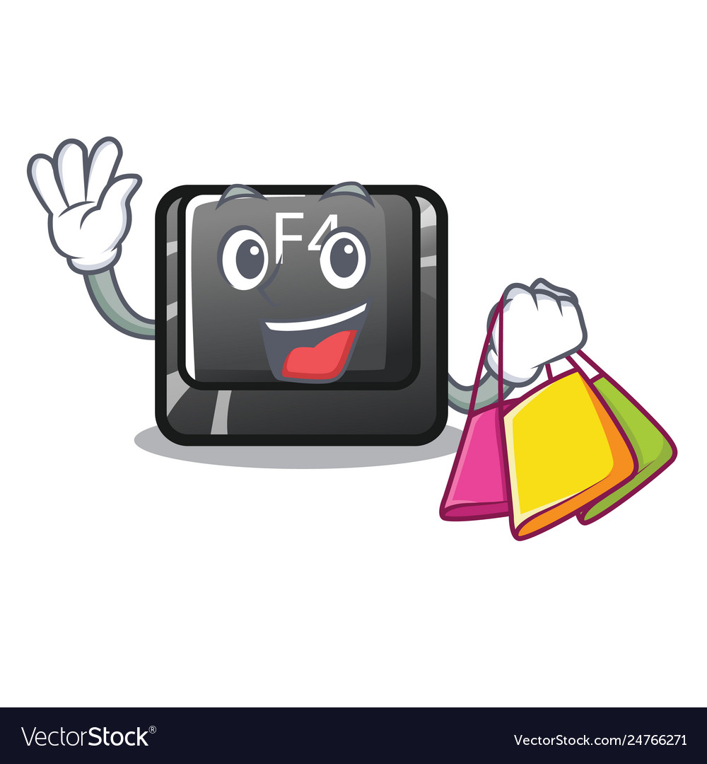 Shopping button f4 isolated with character