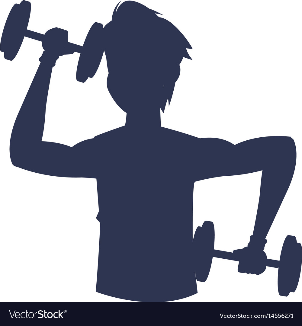 Silhouette fitness man barbell workout