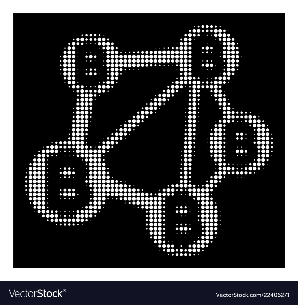 White halftone bitcoin network icon