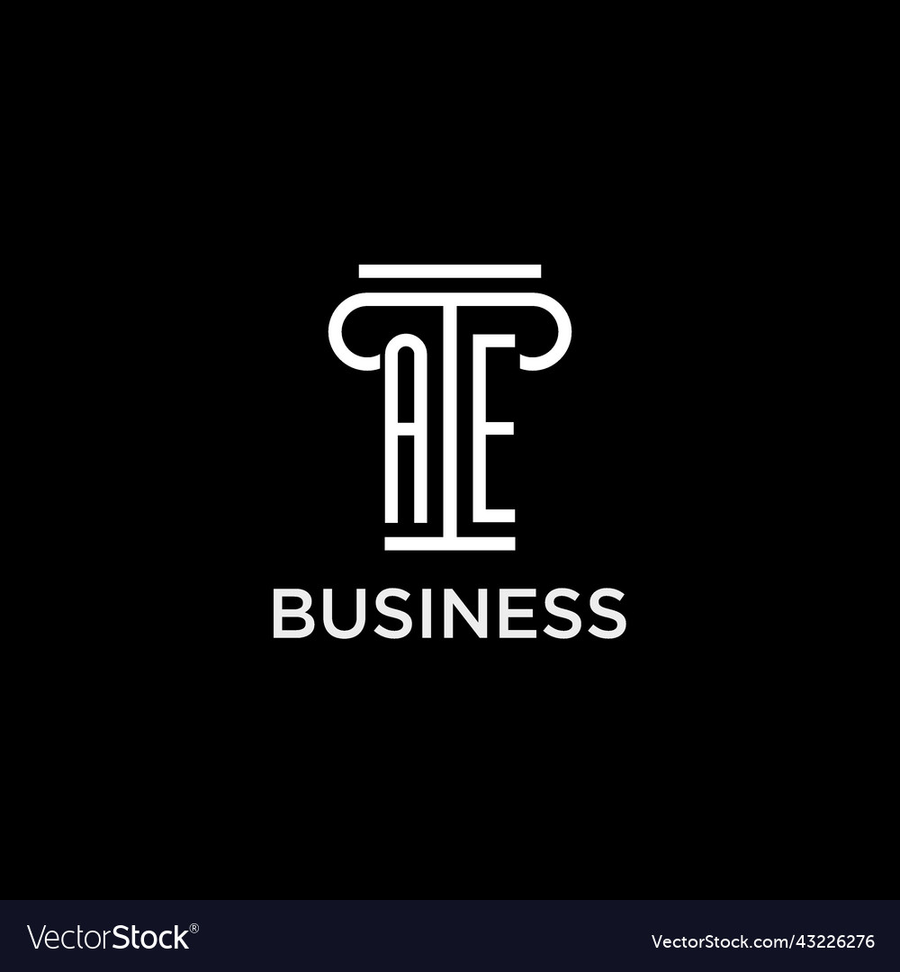 Ae monogram initial logo with pillar shape icon