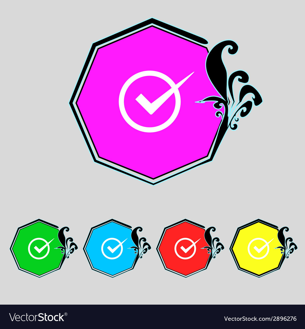 Überprüfen Sie die Markierungszeichen-Symbol-Checkbox Taste gesetzt Farbe vector image Überprüfen Sie die Markierungszeichen-Symbol-Checkbox Taste gesetzt Farbe
