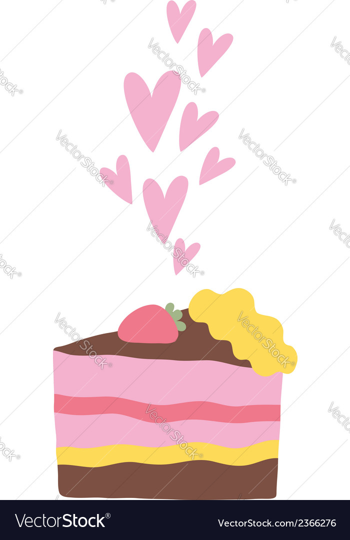 Cute cartoon cake with hearts