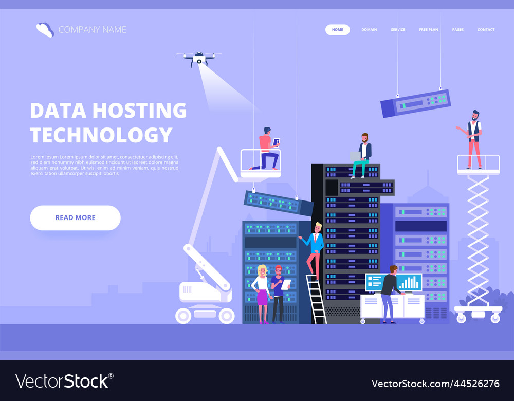 Data center and hosting network internet database Vector Image Data center and hosting network internet database