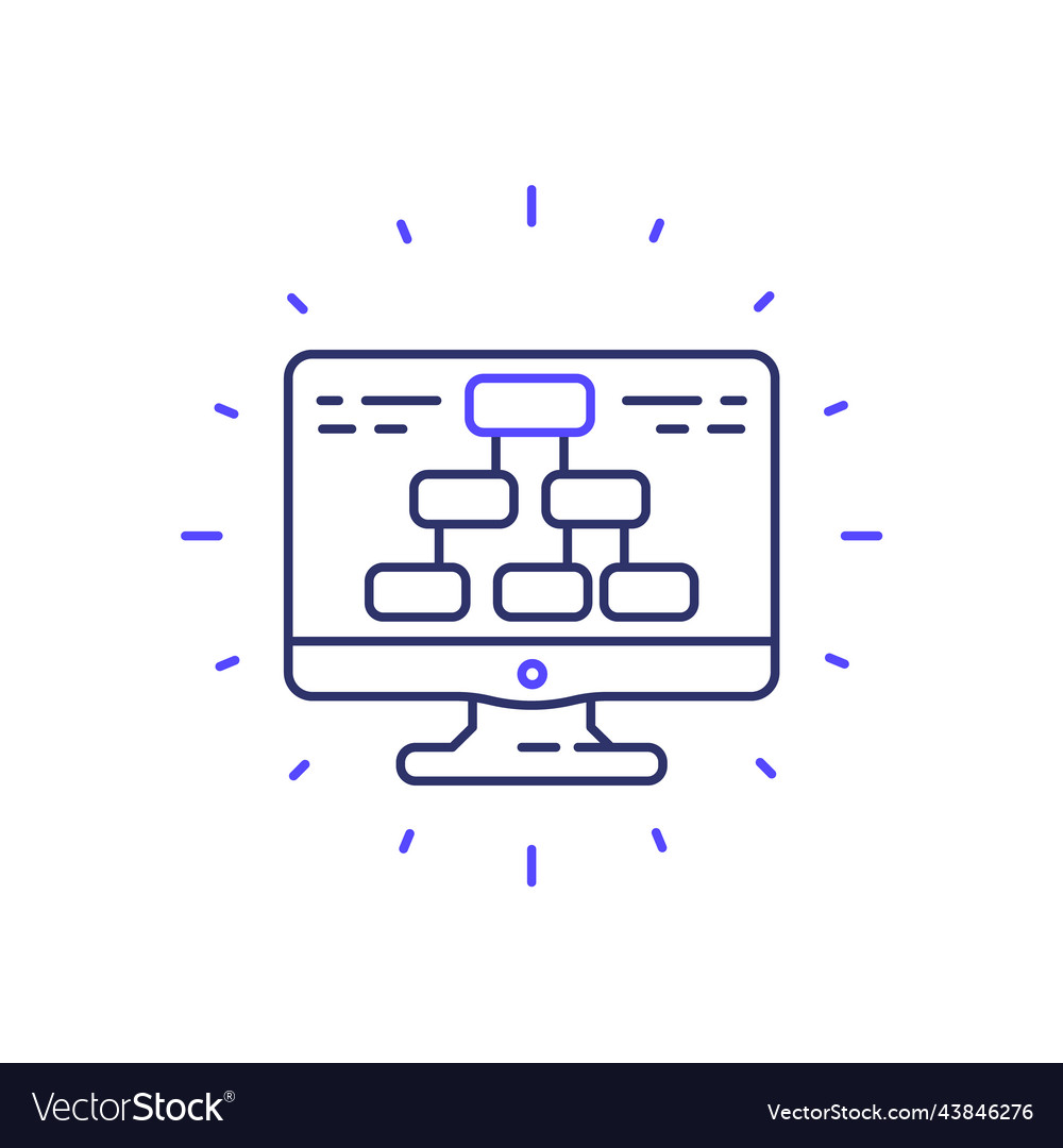 Flow chart in computer line icon