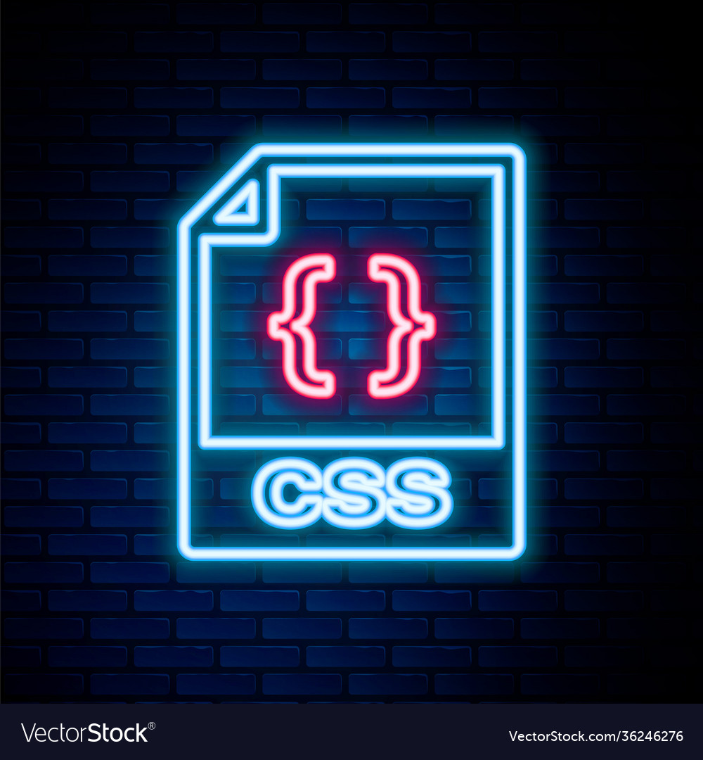 Glowing neon line css file document download vector image Glowing neon line css file document download