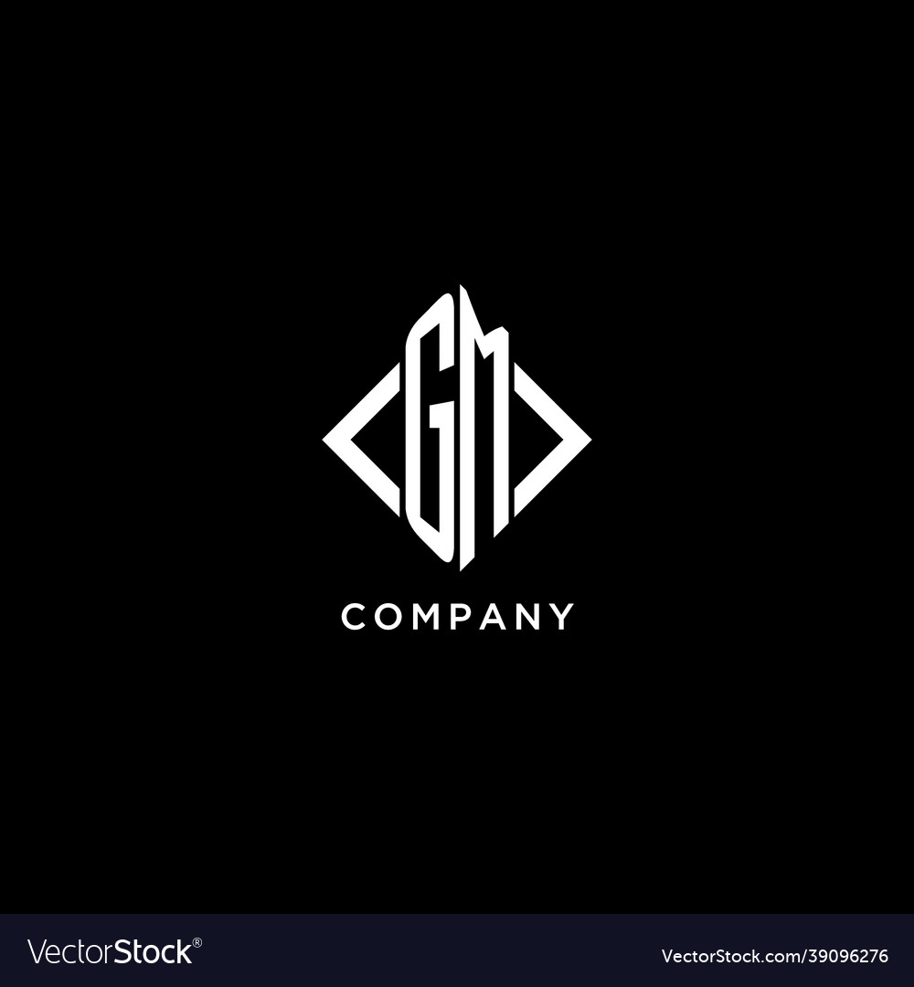 Gm initial monogram with rhombus shape logo design