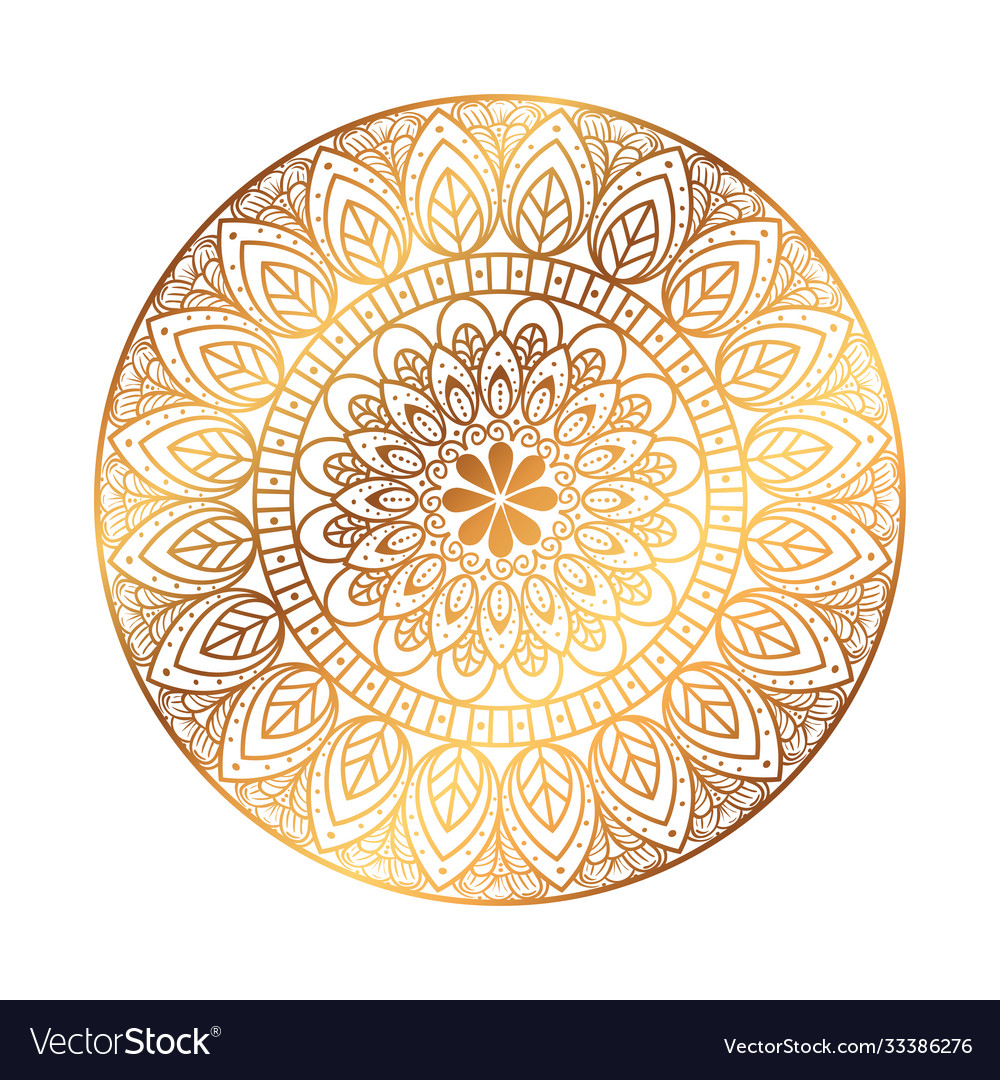 Golden round mandala in white background vintage Vector Image