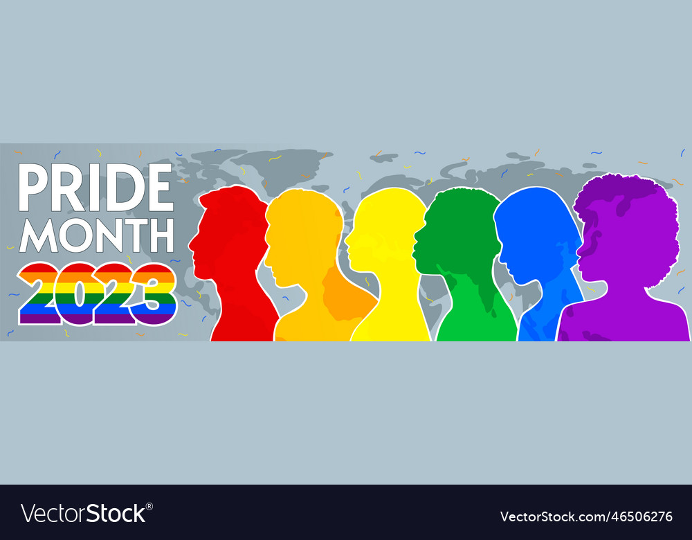 Pride month 2023 long banner people from Vector Image