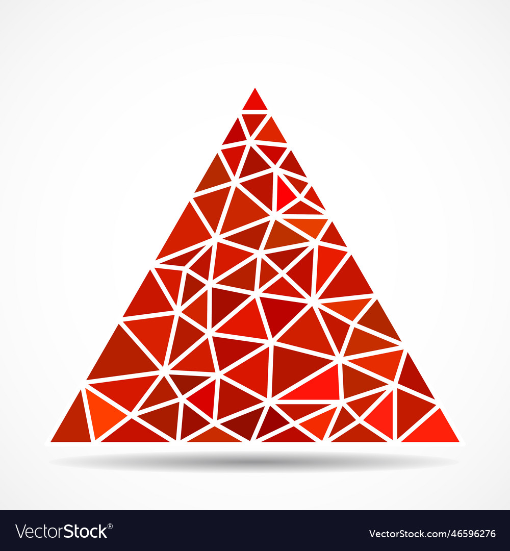 Red triangle with little triangles on white Vector Image Red triangle with little triangles on white