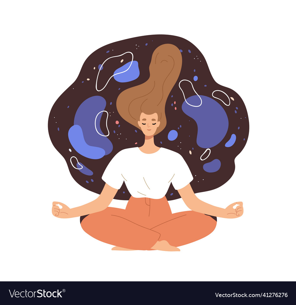 Relaxed woman during deep spiritual meditation Vector Image