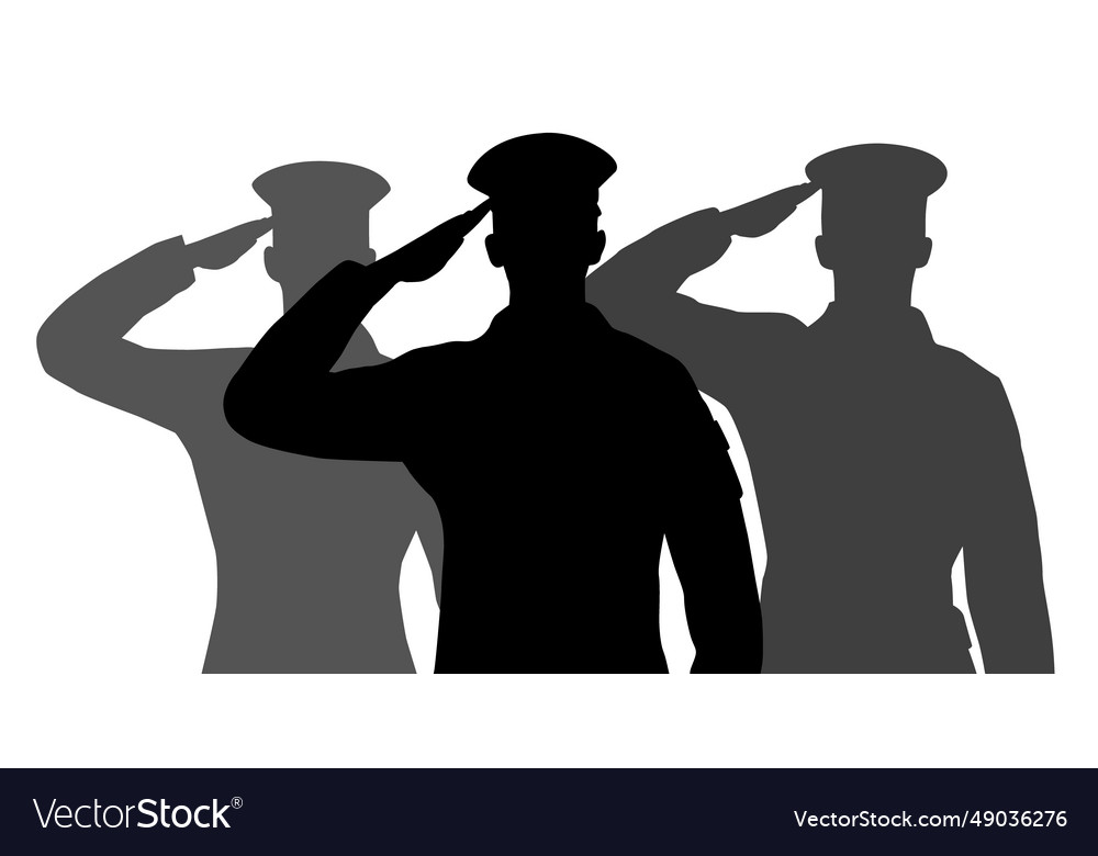 Salute soldier silhouette of saluting army soldie Vector Image