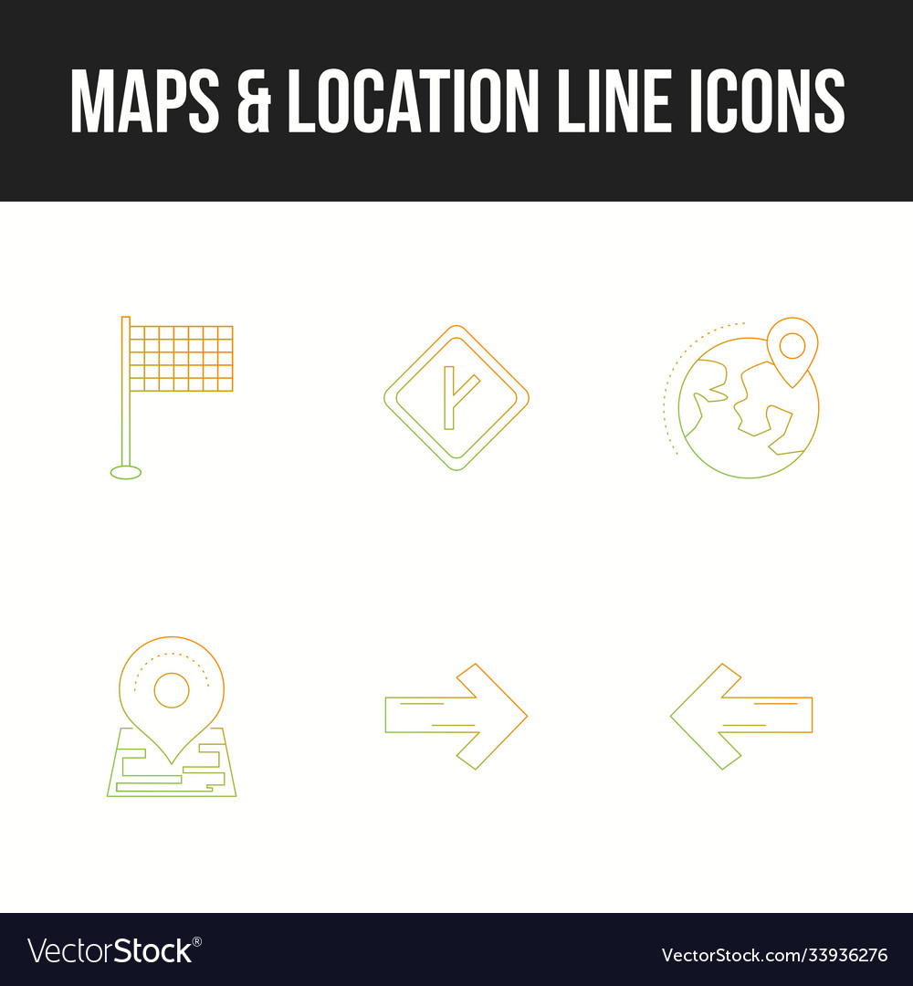 Set beautiful maps location line icons