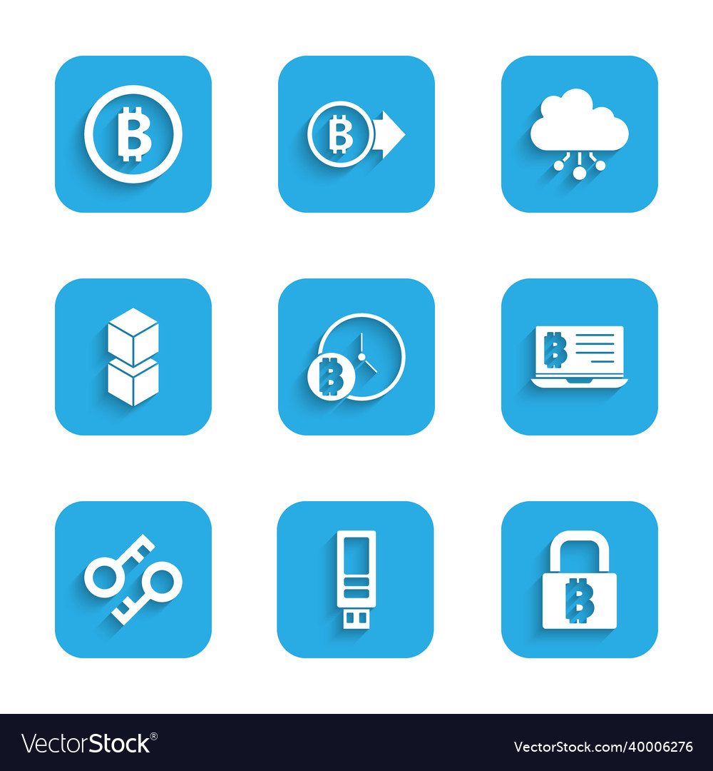 Set bitcoin with clock usb flash drive lock vector image Set bitcoin with clock usb flash drive lock